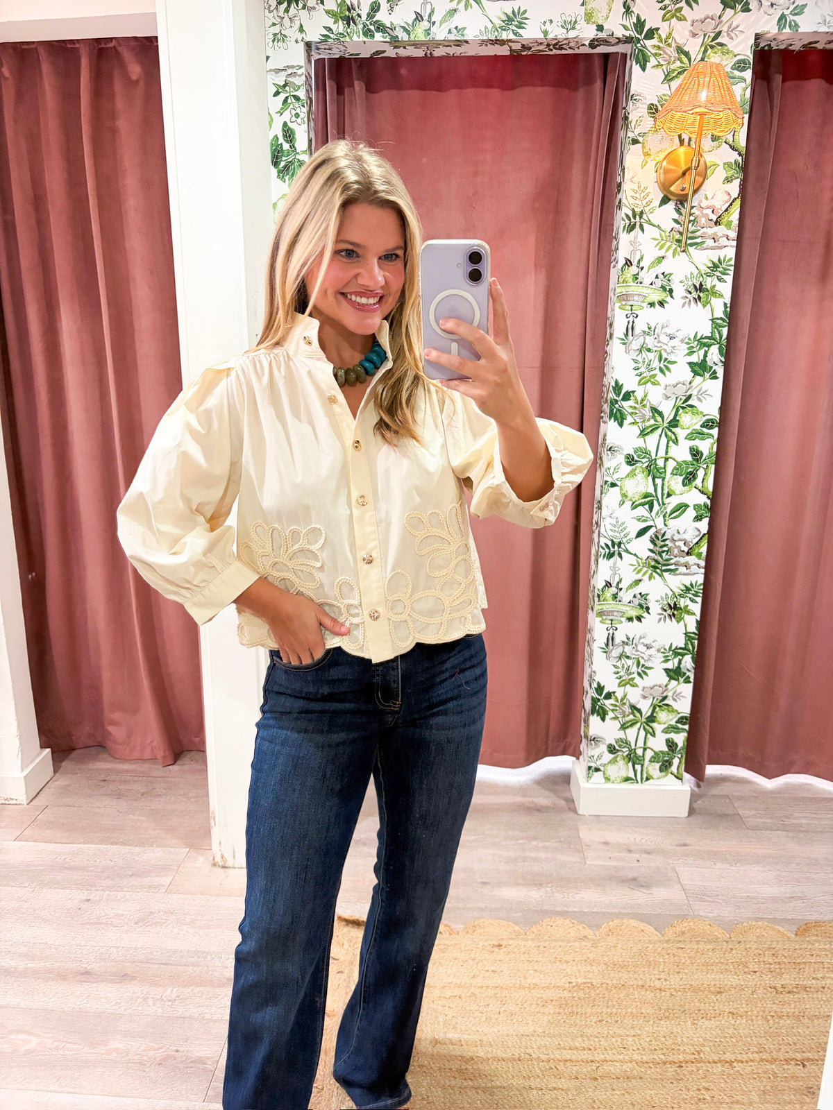 Annalise Puff Sleeve Top-Ecru