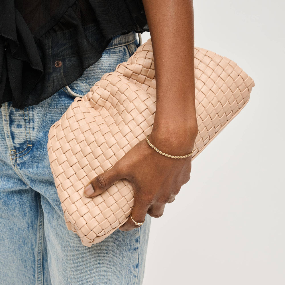 Tate Woven Frame Clutch-Natural