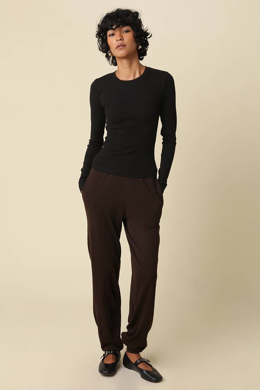 Cool Enough Crew Neck Top-Black