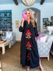 Sunflower Fields Embroidered Maxi Dress-Black