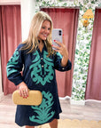 Isla Floral Baroque Dress-Navy