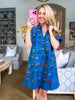 Wanderflora Embroidered Mini Dress-Blue