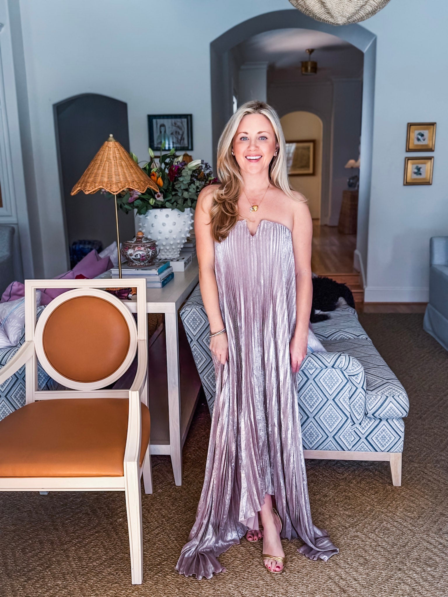 Moonglade Pleated Maxi Dress- Champagne