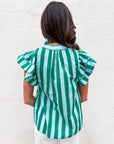 Weekend Wander Stripe Top-Green