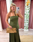 Satin Siren Maxi Dress-Olive