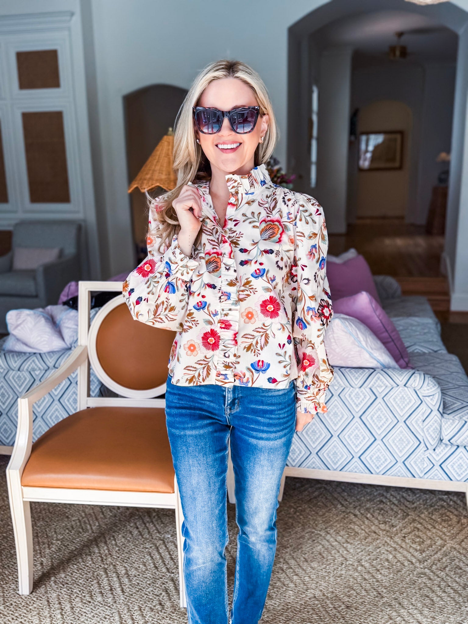 Rustic Romance Floral Top- Cream