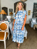 Villa Charm Floral Midi Dress-Blue