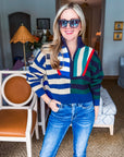 Rugby Polo Sweater-Varsity Stripes
