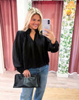 Francesca Puff Sleeve Top-Black