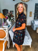 Wanderflora Embroidered Mini Dress-Black