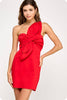 Grand Entrance Bow Mini Dress-Cherry Red