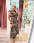 Sweet Spell Floral Midi Dress-Navy