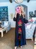 Sunflower Fields Embroidered Maxi Dress-Black