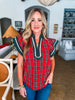 So Charmed Plaid Top-Red