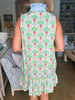 Retro Palms Mini Dress-Green