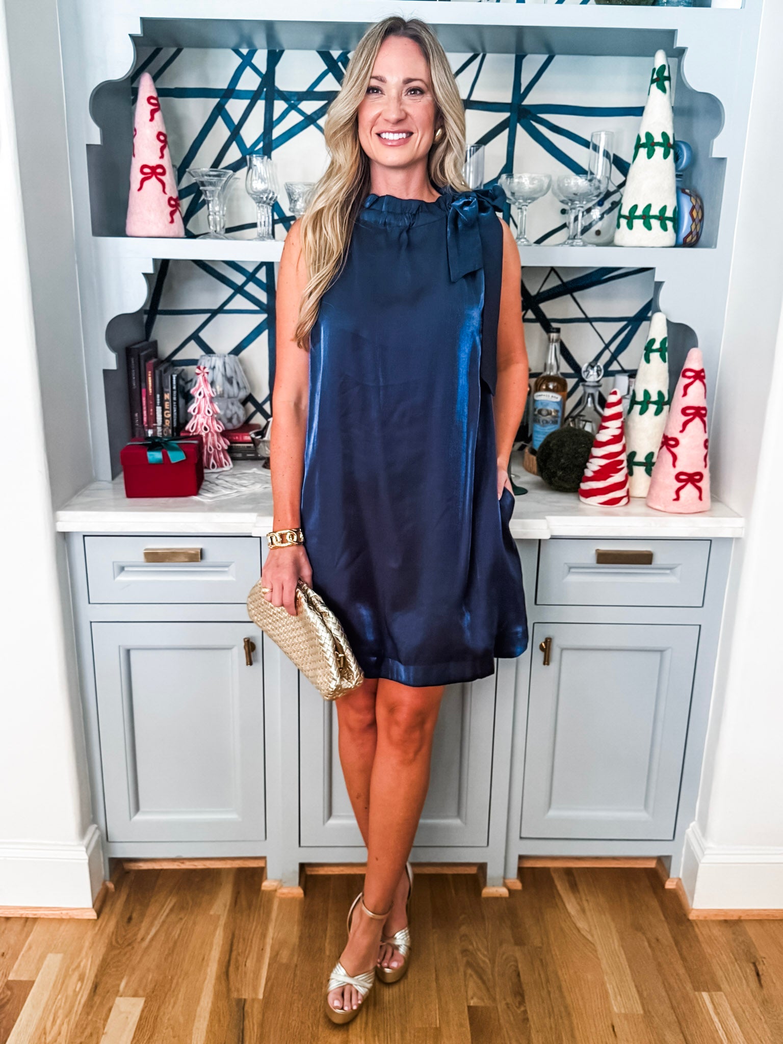 Touch of Glam Mini Dress-Navy