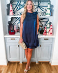 Touch of Glam Mini Dress-Navy