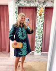 Isla Floral Baroque Dress-Navy