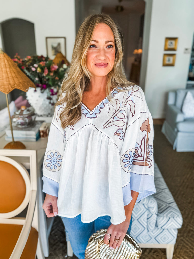 Boho Breeze Babydoll Top- White