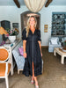 In the Moment Eyelet Midi Dress-Black