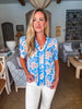 Blue China Floral Top