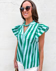 Weekend Wander Stripe Top-Green