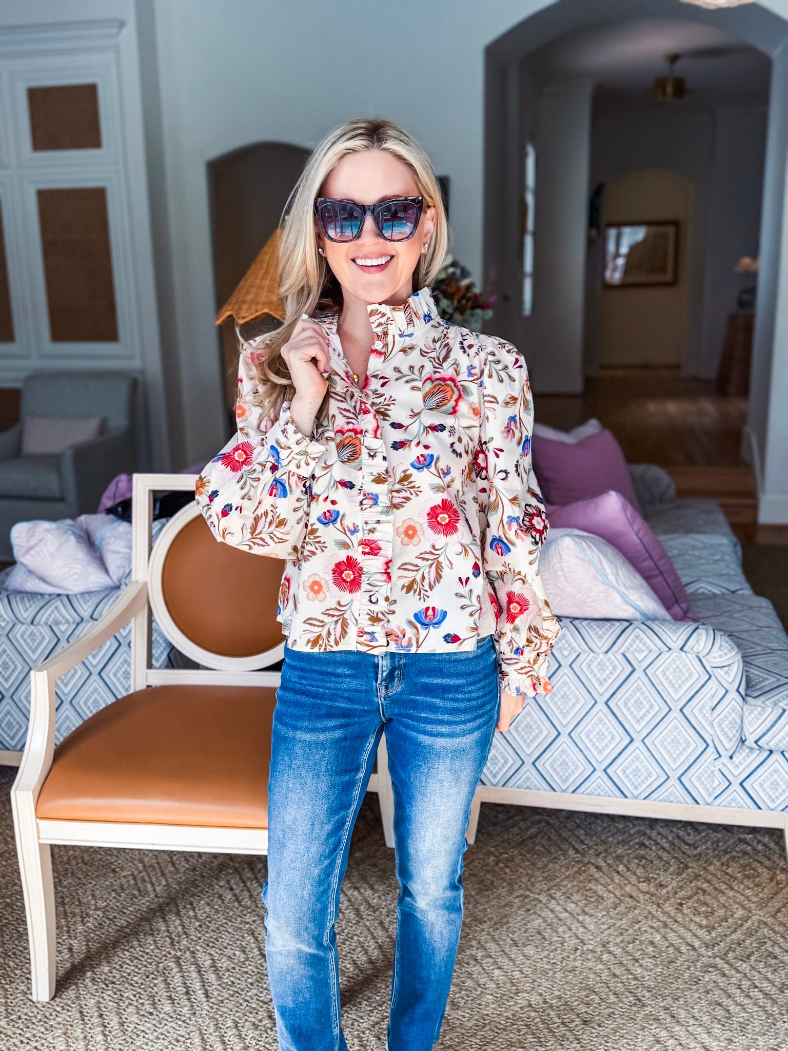 Rustic Romance Floral Top- Cream