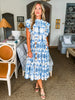 Villa Charm Floral Midi Dress-Blue