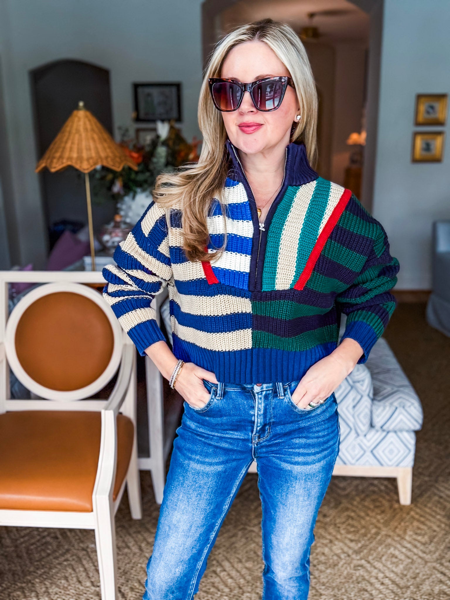 Rugby Polo Sweater-Varsity Stripes