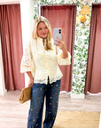 The Mandarin Lace Top-Cream