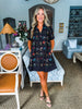 Wanderflora Embroidered Mini Dress-Black