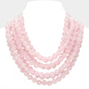 Chunky Beaded Necklace-Dark Pink