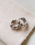 Brea Twisted Hoop Earrings-Silver