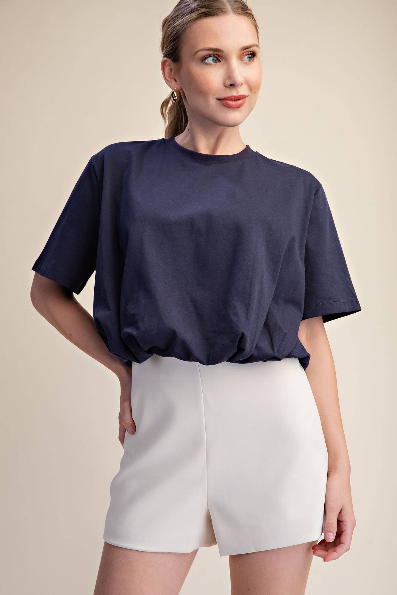 Genevieve Bubble Top-Navy