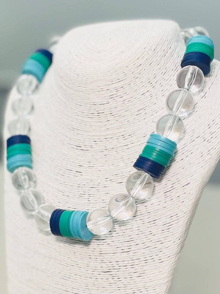 Sea Glass Acrylic Necklace-Blue/Green