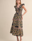 PREORDER: Sweet Spell Floral Midi Dress-Navy