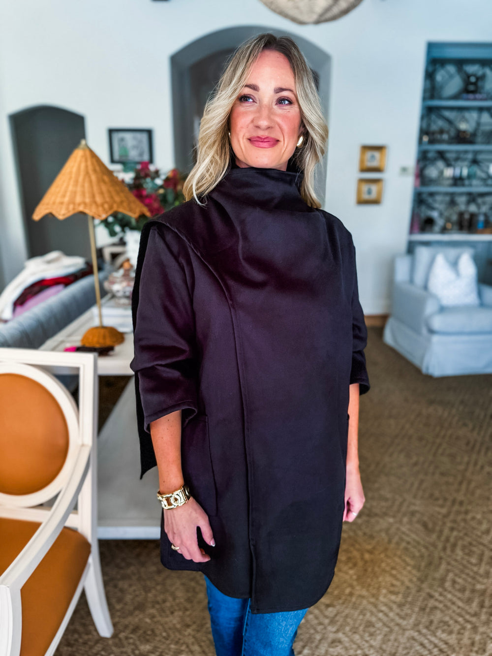 Ready and Chic Shawl Collar Coat-Black