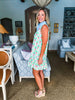 Retro Palms Mini Dress-Green