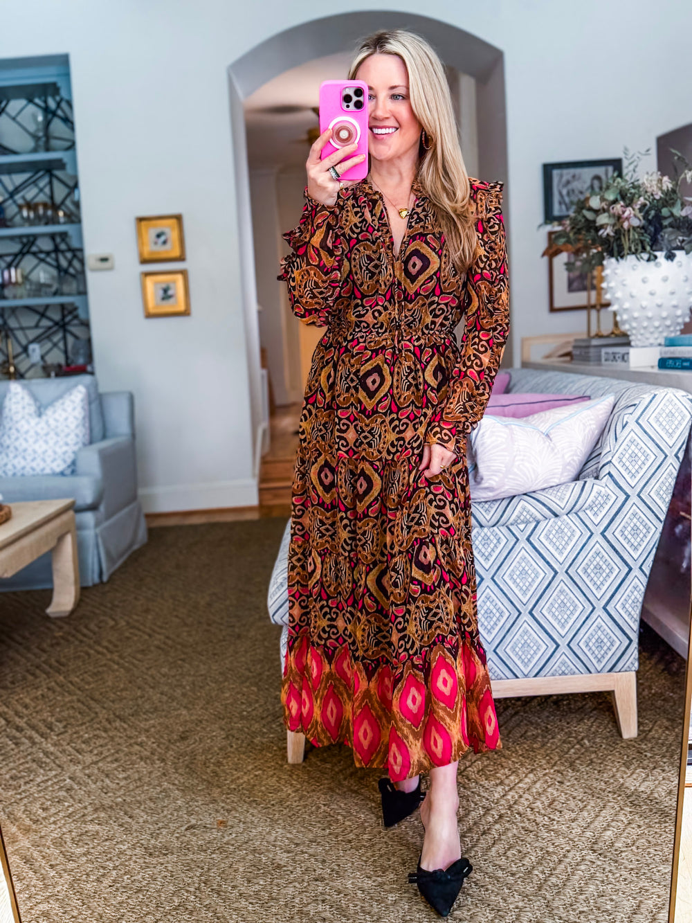 Evie Geometric Midi Dress