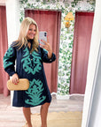 Isla Floral Baroque Dress-Navy