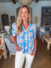 Blue China Floral Top