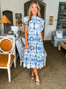 Villa Charm Floral Midi Dress-Blue