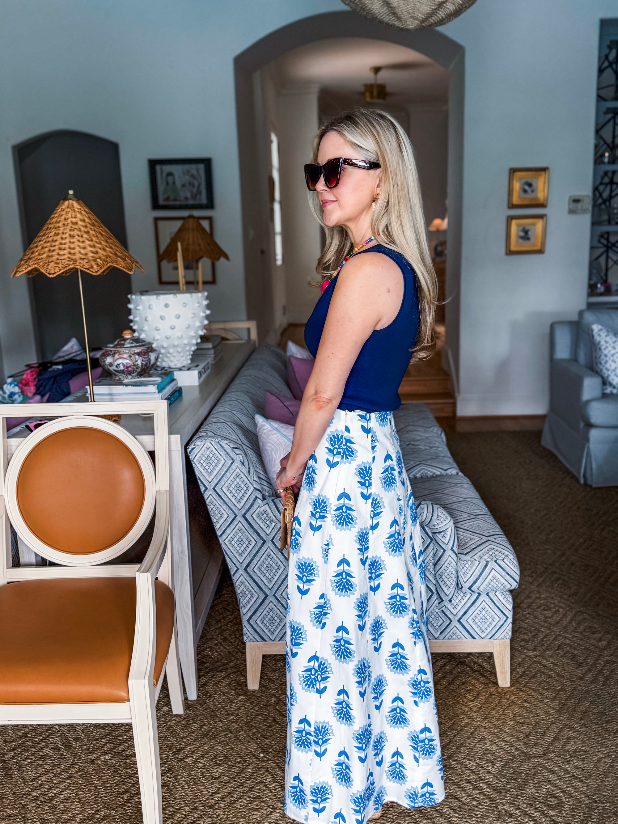 Finishing Piece Knit Tank-Navy