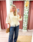 The Mandarin Lace Top-Cream