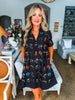 Wanderflora Embroidered Mini Dress-Black