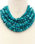 Chunky Beaded Necklace- Dark Turquoise