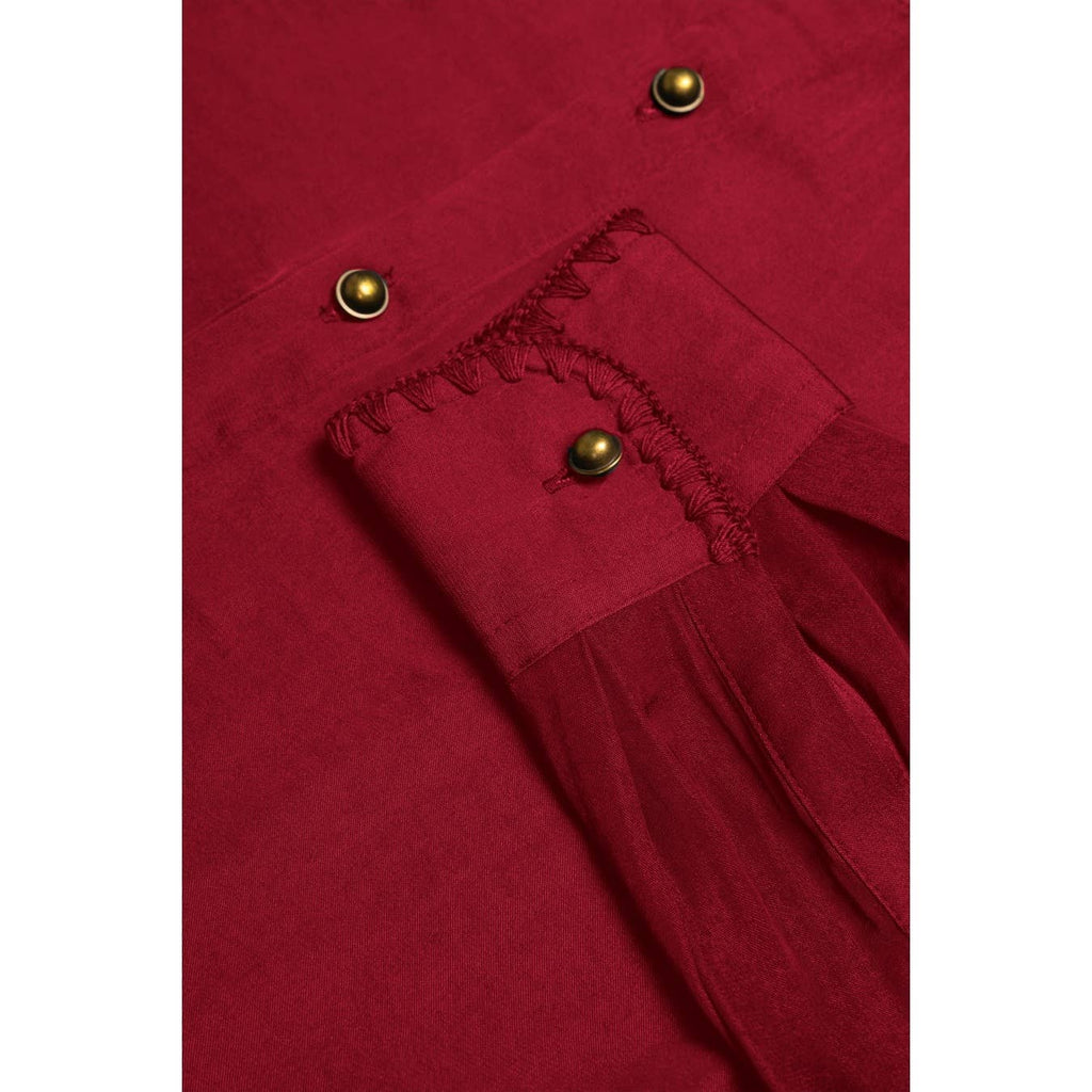 Kind Heart Button Up Top-Crimson Red