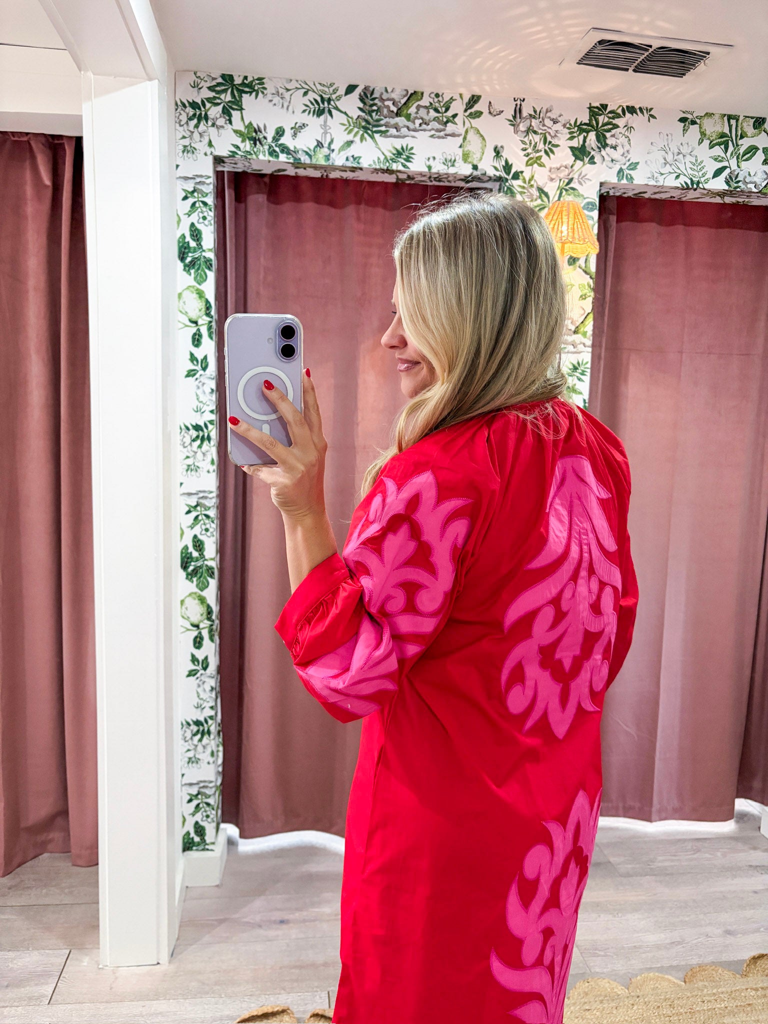 Isla Floral Baroque Dress-Red