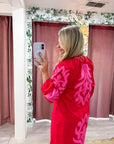Isla Floral Baroque Dress-Red