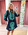 Isla Floral Baroque Dress-Navy